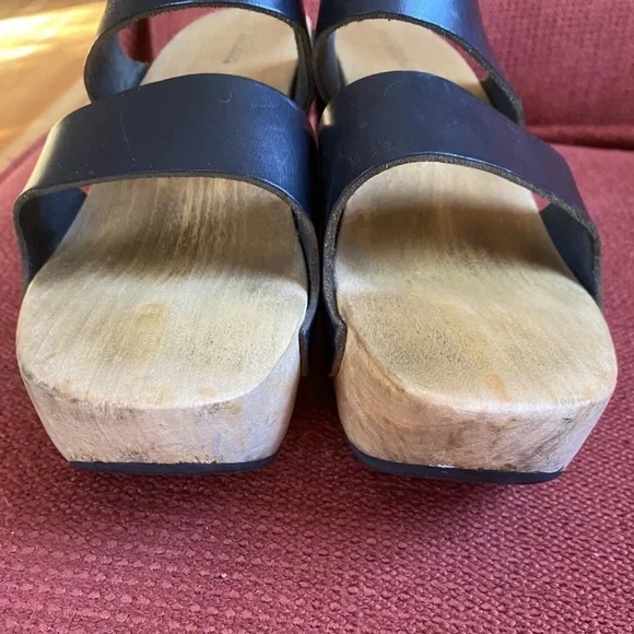 Y2K Vintage Trippen Germany Wood Clogs With Leather Black Straps Sandals 40 - Picture 11 of 12